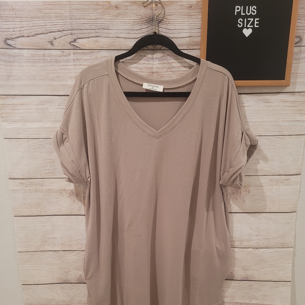 💖 Plus size Beige Tunic Dress 💞 - Picture 9 of 13
